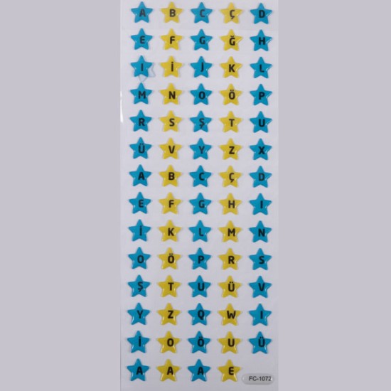 Blau Gelb Stern Buchstaben Face Sticker Aufkleber - FC1072 - Mytortenland